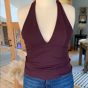 Free People Halter Top Fitted Tank Top color Vintage Grape